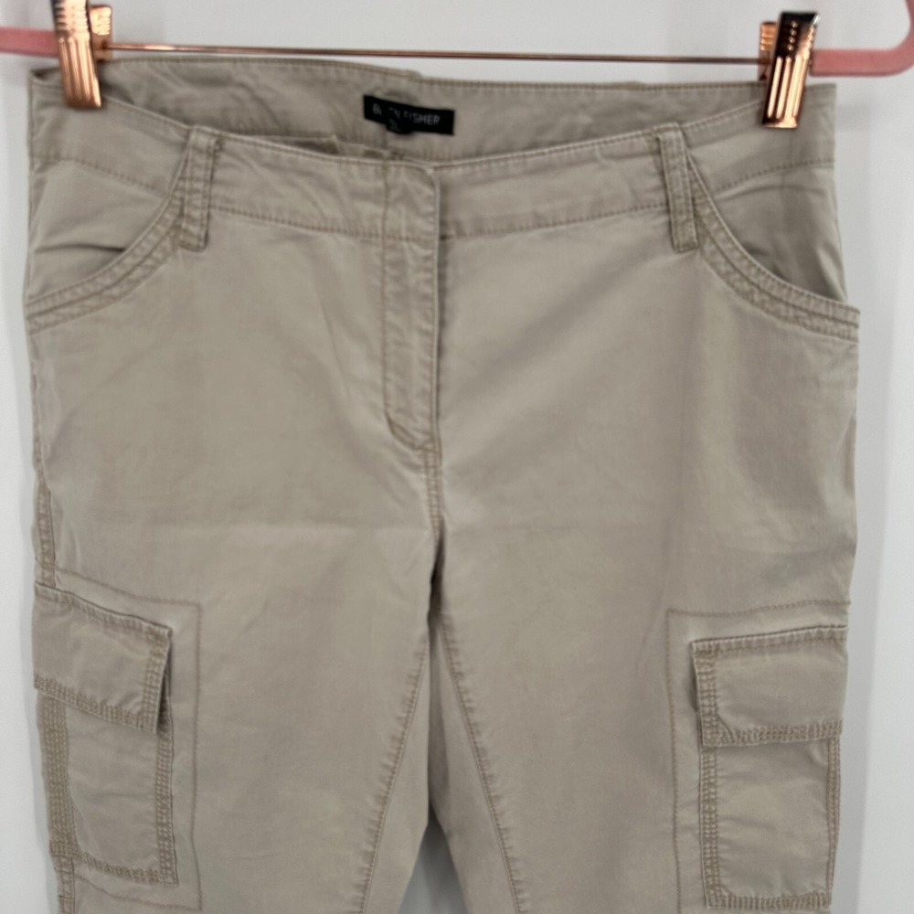 Eileen Fisher Cargo Pants Women's 4 Beige Regular Fit Comfort Mid Rise Ankle Zip - Picture 5 of 12